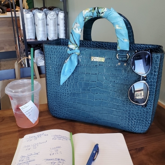 kate spade Handbags - Kate Spade Turquoise Croc Embossed Quinn Tote